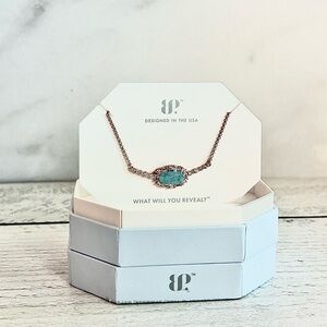 Chic Turquoise Pendant Necklace with Rose Gold Chain